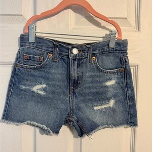 Levi's Distressed Dark Blue Denim Cutoff Shorts